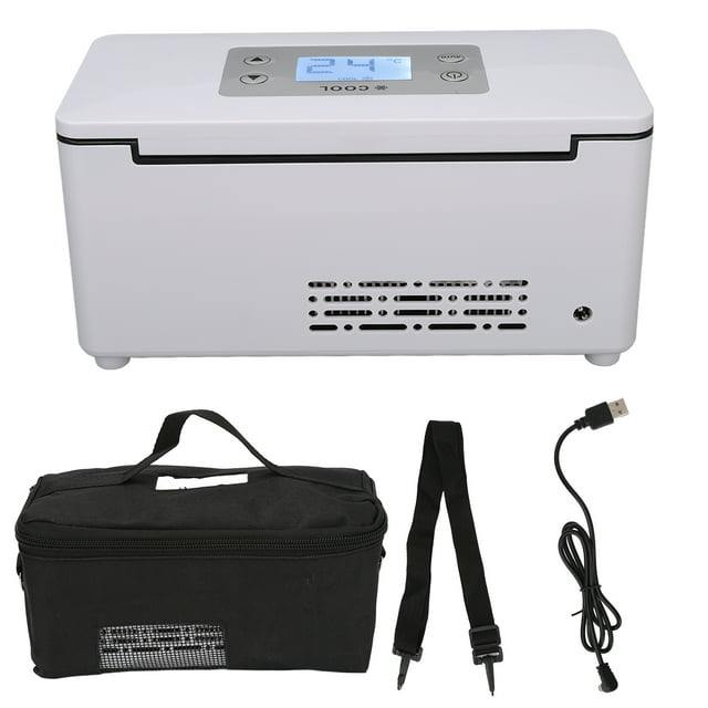 Insulin Refrigerator Box, Insulated Mini LED Display Cooler Reefer Button Type for Outdoor