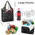 thumbnail image 3 of 5 Pack Foldable Shopping Bag,Black Christmas Ornament Pattern Reusable Grocery Bags with Pockets,Large Reusable Tote Bags with Handles Waterproof & Lightweight, 3 of 6