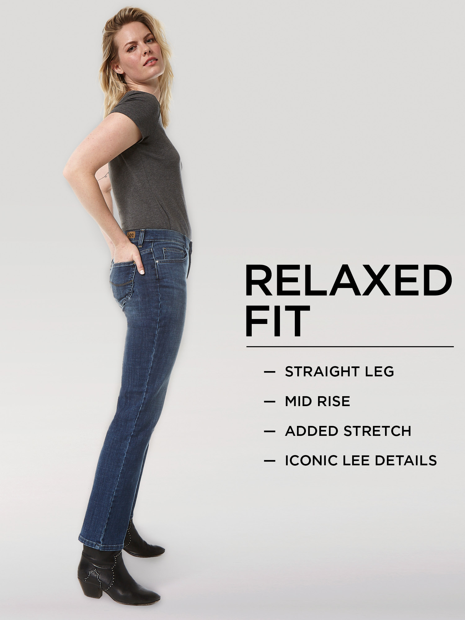 Lee Women's Stretch Relaxed Fit Straight Leg Jean - Walmart.com
