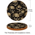 thumbnail image 3 of Skull 6PCS Round Microfiber Leather Cup Coasters, 11x11 cm/4.3x4.3 in - Set of 6 Drink Coasters for Home Decor, 3 of 6