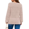 thumbnail image 5 of UVN Tops for Women Long Sleeve Buttons Shirts Dressy Crew Neck Tunic Blouses Fall Casual Lightweight Sweaters, 5 of 9