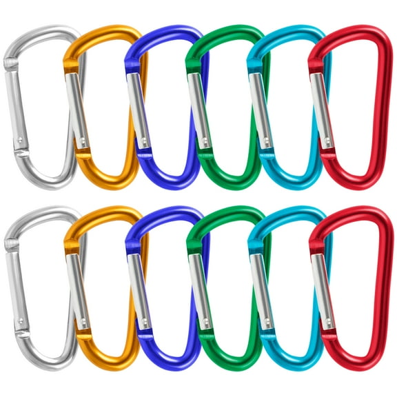GOGO 24 Pcs Carabiner Keychain Heavy Duty D-Shaped Carabiner 3 inch Aluminum Clip Camping Carabiner - Assorted