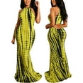 thumbnail image 3 of Yuemengxuan Women Elegant Dress, Tie-dyed Printed Pattern Sleeveless Hollow Out One-piece, 3 of 7