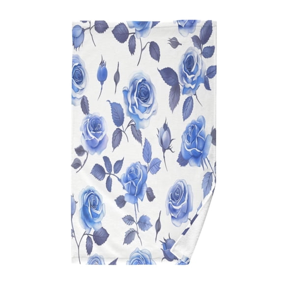 Pure Cotton Face Towel 16x28 Inches Hand Towel Bath Towel Hand Bath Towels Soft Good Water Absorption for Washing Face Wiping Face Blue Rose Seamless