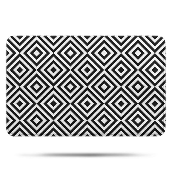 Black White Square Checkered Pattern Bathroom Rugs Mat,Non Slip Microfiber Bathroom Rug,Rubber Backing,Soft Bathroom Mats for Bathroom Floor,Tub and Shower,17x27in(43x68cm)