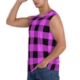 thumbnail image 3 of Fotbe Purple Black Buffalo Plaid Men's Camiseta sin Mangas Estampada para Hombres, Playera Casual para Gimnasio, Entrenamiento, Playa-Large, 3 of 7