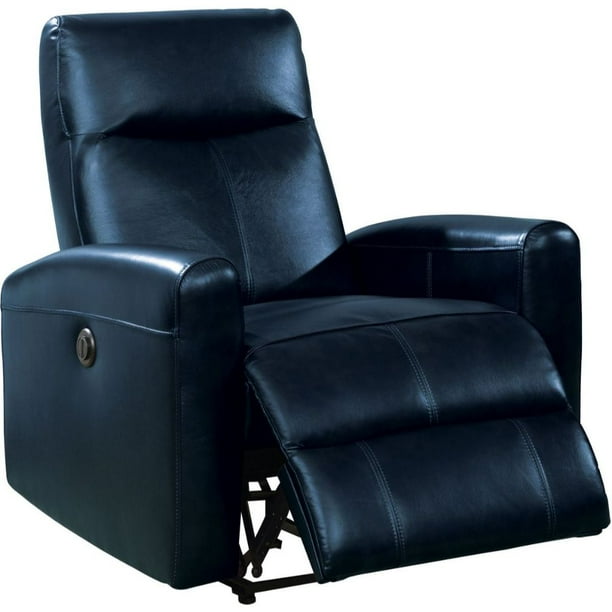 Power Recliner, Navy Blue Top Grain Leather
