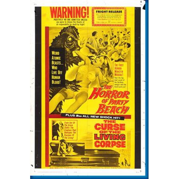Horror Of Party Beach Movie Poster 16in x 24in 16x24 Multi-Color Square Adults Best Posters