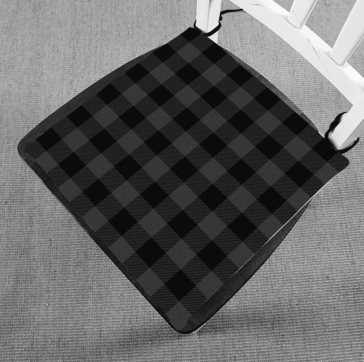 ABPHQTO Dark Grey Buffalo Plaid Chair Pad Seat Cushion Chair Cushion