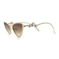 thumbnail image 6 of Womens Iced Out Bling Rhinestone Cat Eye Metal Rim Star Arm Sunglasses Gold - Gradient Brown, 6 of 8