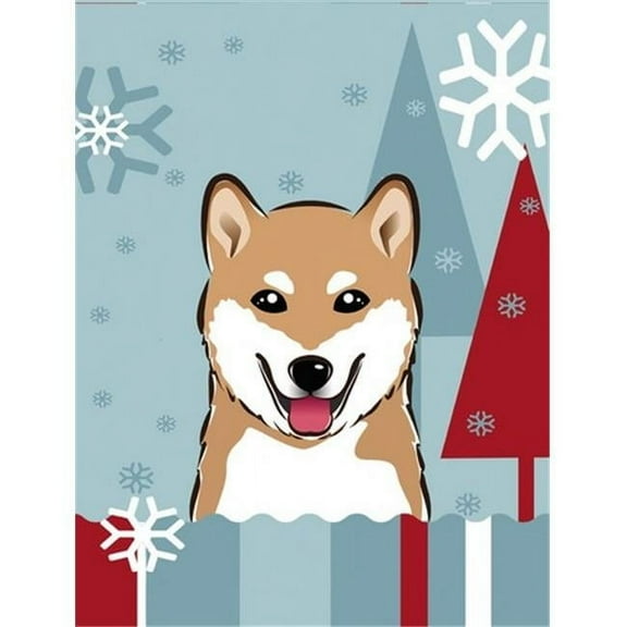 Winter Holiday Shiba Inu Flag Canvas House Size