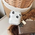 thumbnail image 3 of Compatible with AirPods 1/2 Clear Case,Cute Cartoon Flower Pattern Design with Floral Keychain, Soft TPU Protective Shockproof Case for AirPod 1&2 for Girls Women-Black, 3 of 13