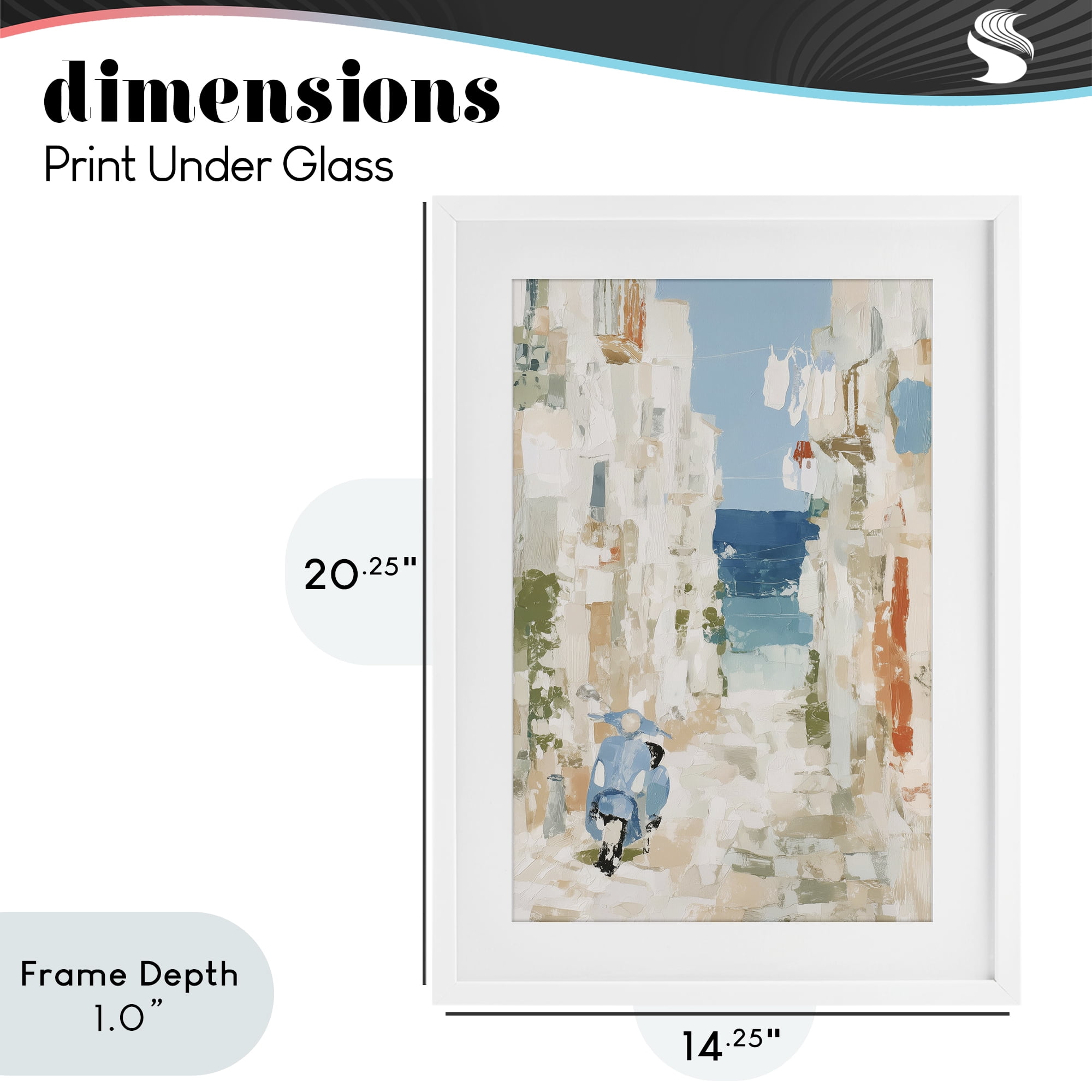 Stupell Industries Narrow Alley with Vespa White Framed Print Under Glass, design by Chromatic Storm Studio