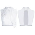 thumbnail image 3 of dPois Women's Lyrical Dance Crop Top Shiny Rhinestone Sleeveless Exquisite Embroidery Stage Performance Vest White L, 3 of 4