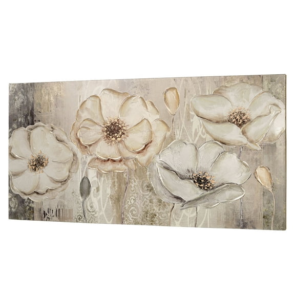 Floral Elegance Canvas Wall Art Beige
