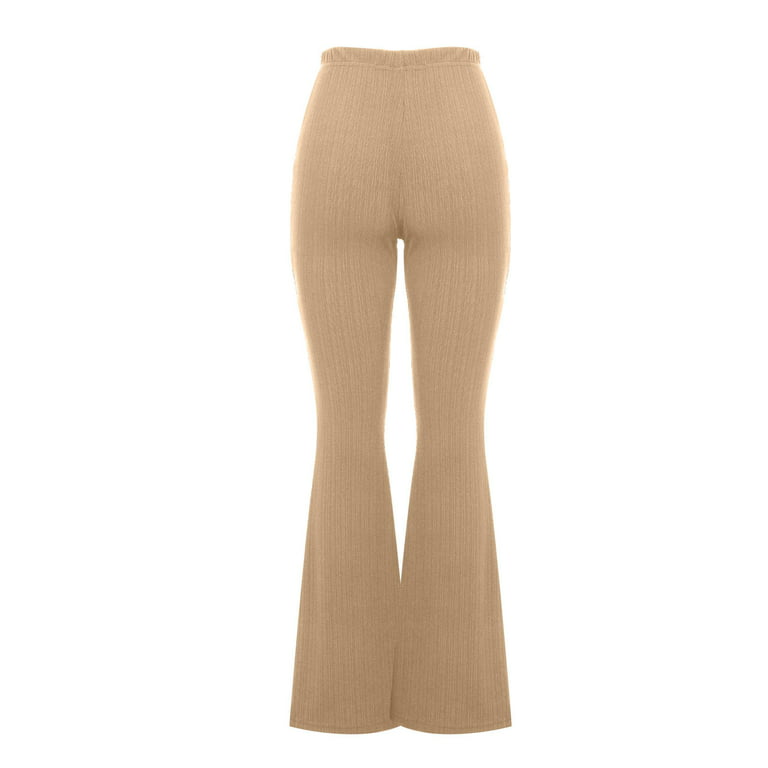 XFLWAM Women's Flare Yoga Pants High Waisted Sweatpants Bell Bottoms Bootcut  Tummy Control Leggings Khaki XL 