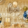 thumbnail image 4 of 3.3 ft x 9.8 ft Metallic Tinsel Foil Fringe Curtains,Pack of 3 Party Streamer Backdrop for Birthday,Graduation Decorations and New Year Eve (Gold), 4 of 7