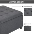 thumbnail image 5 of FASCK Fabric Tufted Square Storage Ottoman with Flip Top Seat Lid, Metal Hinge and Stable Eucalyptus Wood Frame for Living Room, Entryway, or Bedroom, Gray, 5 of 7