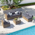 thumbnail image 5 of Clouddwell 7 Piece Patio Furniture Set Wicker Rattan Patio Conversation Set Outdoor Sectional Sofa Set with Coffee Table and Gray Cushions(Waterproof Cover Included), 5 of 6
