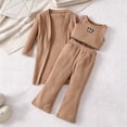 thumbnail image 5 of LvhaoGJOB Toddler Girls Cardigan and Pants Outfit Set, Khaki - ribbed knit, embroidered butterfly, 5 of 7