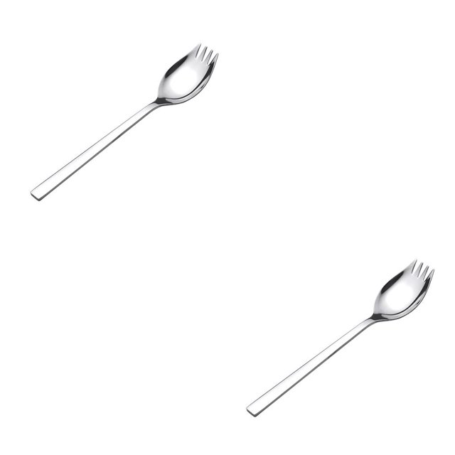 Moyic 1 cuchara multifunción, tenedor todo en uno, mango largo de acero inoxidable, cuchara para ensalada de frutas, vajilla, herramienta para comer Plata 20.8*4 cm 2piezas Moyic CBP074508
