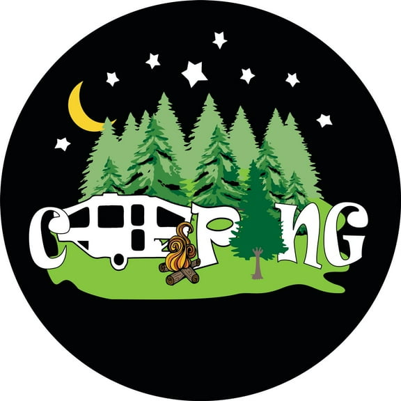 Tire Cover Central Camping Pop up Vinyl Spare Tire Cover 245/75r17 Center Camera