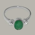 thumbnail image 5 of LBG British Made Spectacular 14k White Gold Natural Emerald & Diamond Womens Statement Ring - 33 size options - Size 10.5, 5 of 6