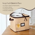 thumbnail image 6 of Wine Glass Storage Box with Dividers, Holds 12 Glasses up to 3-in Wide, Quilted Microfiber Stemware Storage Case with Carry Handles, Ideal for Champagne Flute Glasses, 6 of 8