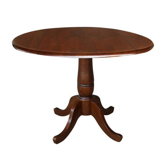 42" Round Dual Drop Leaf Pedestal Table - 29.5"H Espresso