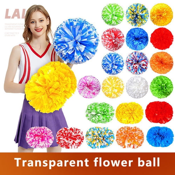 Lot De 24 Pompons Pom-Pom Girl Feuille Métallique Bleu Avec Poignée Plastique