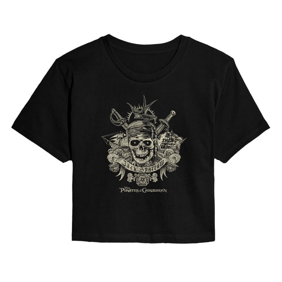 Pirates of the Caribbean - Jack Sparrow Tattoo - Juniors Cropped Graphic T-Shirt