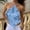 Light Blue, variant on Sequin Halter Top for Women Sleeveless Solid Color Crop Backless Summer Casual Camisole Sparkly Shirts Spring Lightweight Going Out Fashion Soft Glitter Top