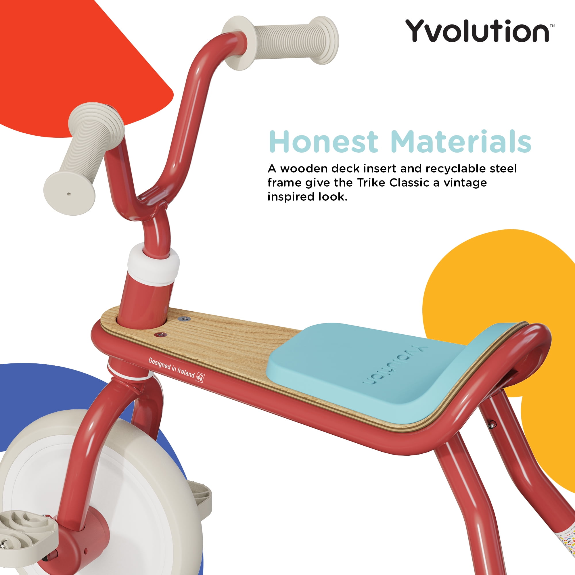 Yvolution Kids Tricycle, Classic Trike, Vintage Design, 18 Months to 3 Years Old, Red