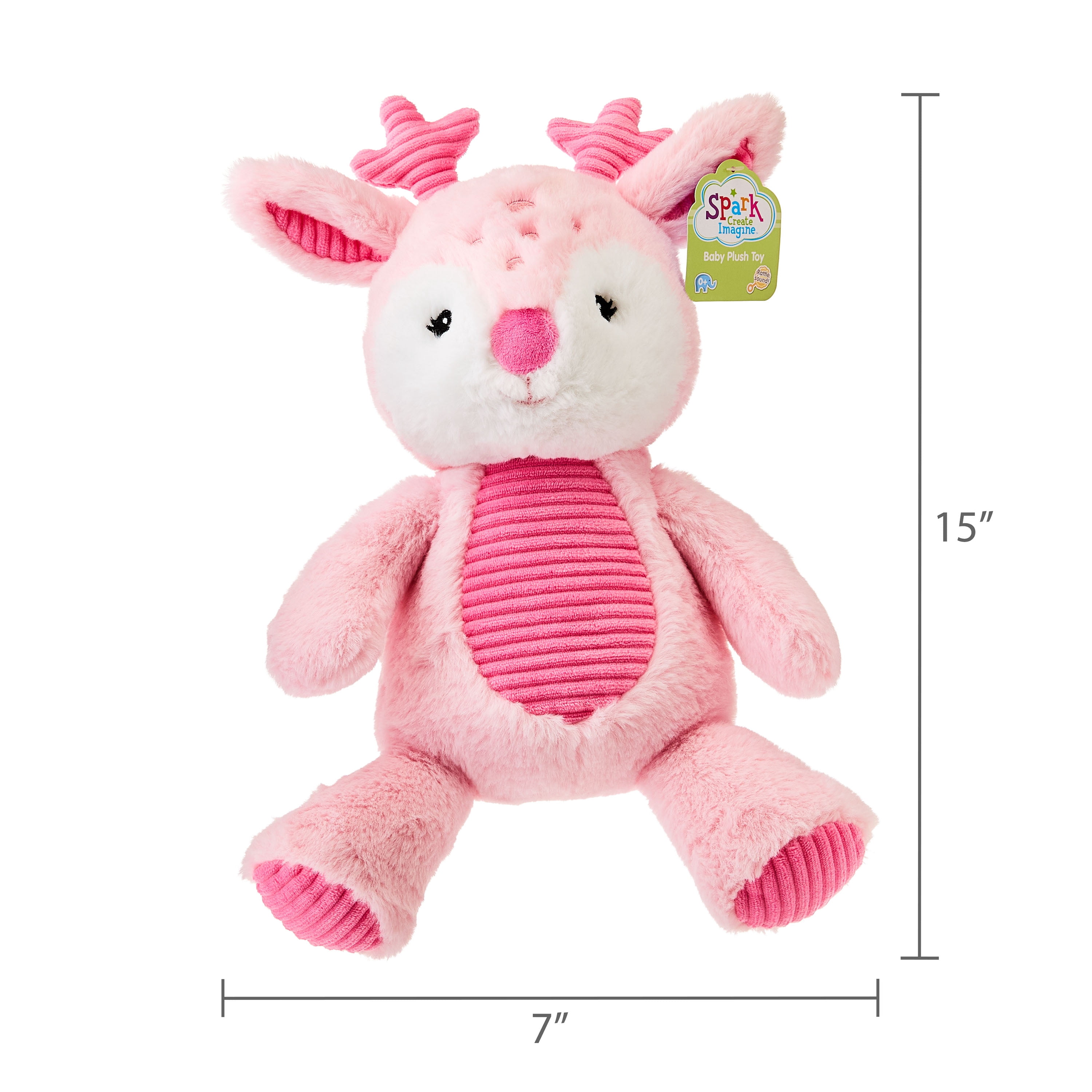 Spark.Create.Imagine. Holiday Plush Reindeer Baby Toy, Pink, Infant