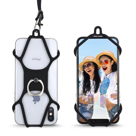 Universal Phone Lanyard Holder and Ring Grip, Silicone Cell Phone Lanyard Neck Strap