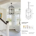 thumbnail image 3 of Hi-LIGHTS,8-Light Height Adjustable Lantern Tiered Pendant Light Fixtures(Bulbs Not Included),Industrial Farmhouse Hanging Chandelier for Living Room,Hallway,Dining room,Kitchen,Farmhouse(Black), 3 of 11