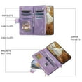 thumbnail image 3 of Case For Samsung Galaxy A36 5G Checkered With 6-card Slots Holder Kickstand Wrist Strap Lanyard Zipper PU Leather Flip Wallet Case,Purple,For Galaxy A36 (5G), 3 of 6