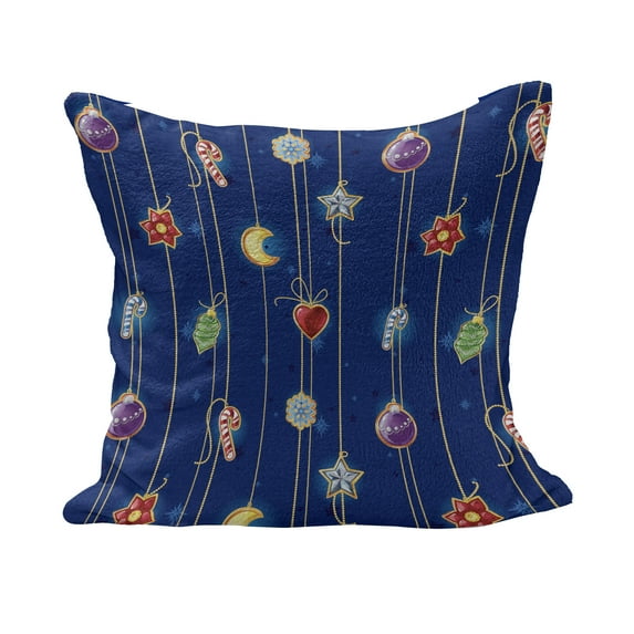 Christmas Fluffy Throw Pillow Cushion Cover, Celebratory Object on Stripes Star Moon Candy Flower Xmas Theme Illustration, Decorative Square Accent Pillow Case, 36" x 36", Multicolor, by Ambesonne