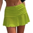 thumbnail image 1 of Female Solid Color High Waist Pleated Skirt Ruffled Short Dress S-L, 1 of 8