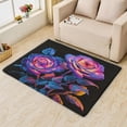 thumbnail image 2 of Rose Rugs for Bedroom - 6x9 Rug - Rose Rug - Black and Neon Floral Area Rug - Flower Rugs - Girls Cool Carpet, 2 of 7