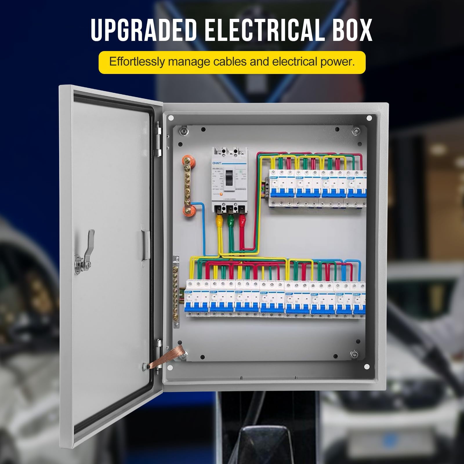 Huisuilinss Steel Enclosure,Steel Electrical Box, IP66 Waterproof & Dustproof, Outdoor/Indoor Electrical Junction Box,With Mounting Plate Lockable Metal Enclosure