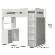 ACME Nerice Wooden Frame Twin Storage Loft Bed in White and Gray