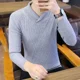 thumbnail image 3 of Suéteres de punto para hombre, ropa de negocios, color liso, color negro, invierno 2024, camiseta informal X, 3 of 5