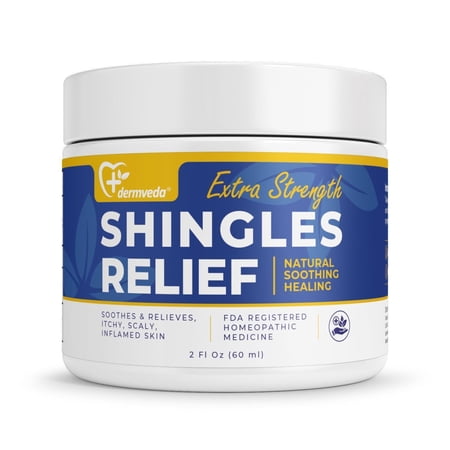 Dermveda Extra Strength Shingles Relief, Natural Soothing Healing Cream for Dry and Itchy Skin, Seborrheic Dermatitis Face Hydrating Cream, FDA Registered Homeopathic Medicine (2 Fl Oz)