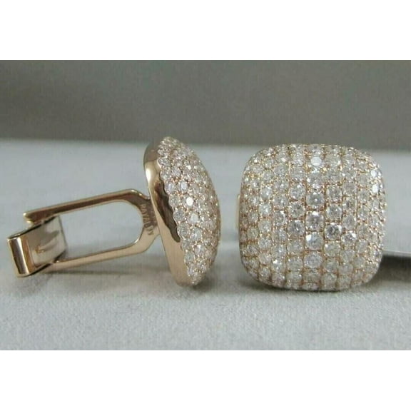 2.80CT Round Cut Lab Created Diamond Men's Wedding Cufflinks 14K Rose Gold Plated