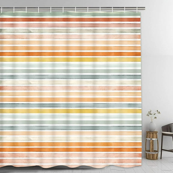 Boho Rainbow Shower Curtain Colorful Stripe Multicolor Bathroom Decor Waterproof Fabric Polyester Shower Curtains Set 72x72in