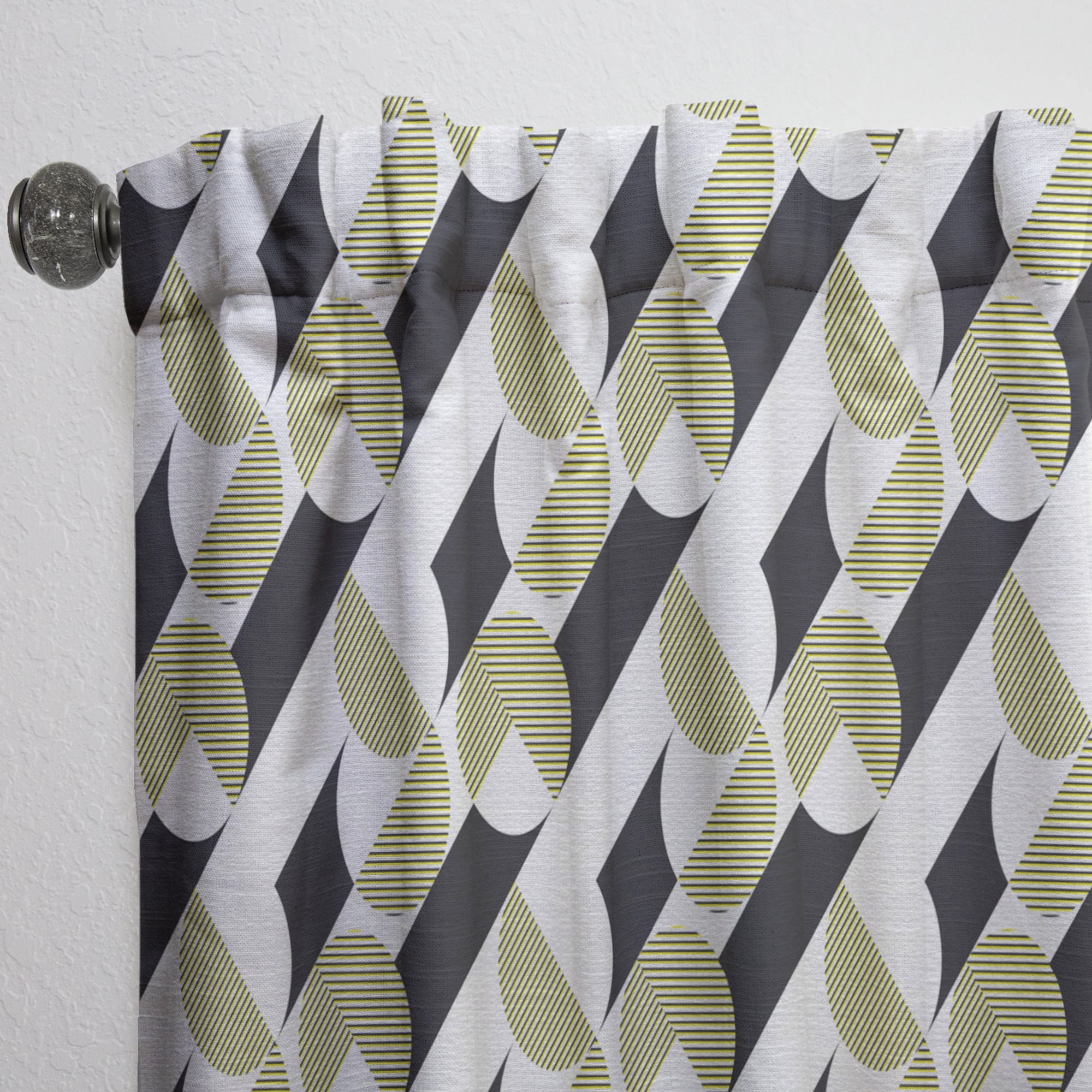 Designart 'Circular Abstract Retro Pattern Geometric II' Mid-Century Modern Curtain Panel