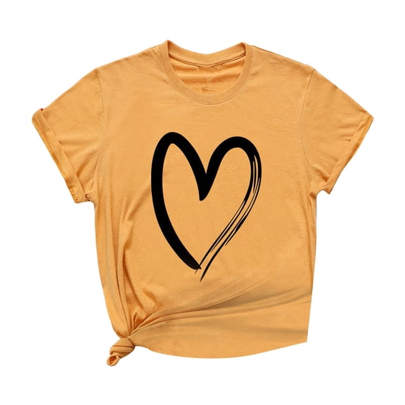 ZyeKqe Valentine’s Day Shirts for Women Short Sleeve T Shirts Heart Print Tees Loose Summer Tops