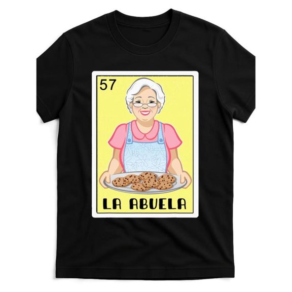 Women's "57 La Abuela" Cookie Grandma Graphic Comfortable T-Shirt Casual Cotton Short Sleeve Round Neck Top Black S-5XL