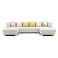 thumbnail image 4 of Bowery Hill Modern / Contemporary U-Shaped Velvet Sectional Sofa in Cream, 4 of 7